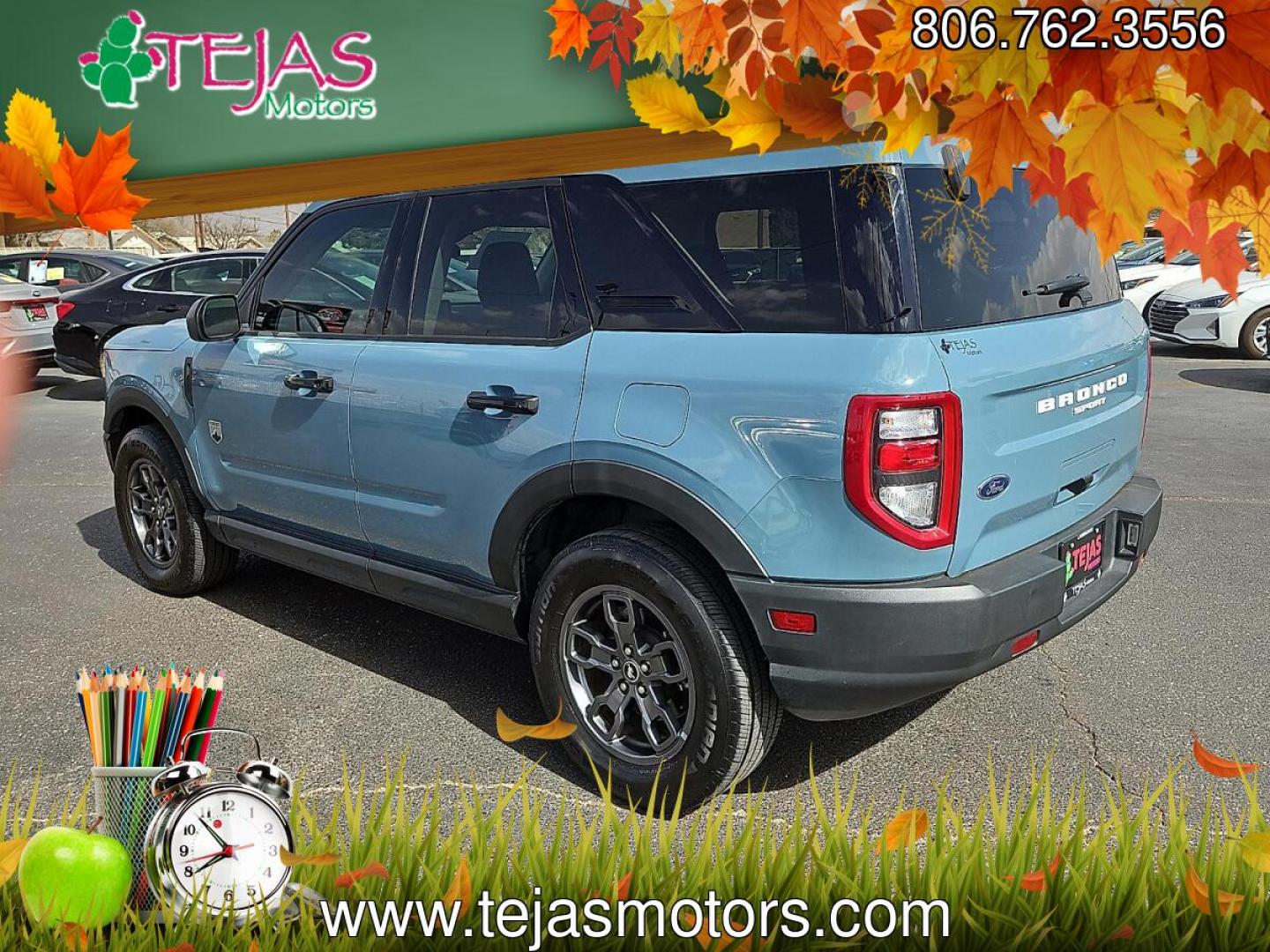 2023 Atlas Blue Metallic - B3 /Medium Dark Slate - QV Ford Bronco Sport Big Bend (3FMCR9B67PR) with an EcoBoost 1.5L I-3 port/direct injection, DOHC, Ti-VCT variable valve control, intercooled turbo, regular unleaded, engine with 181HP engine, located at 4110 Avenue Q, Lubbock, 79412, 33.556553, -101.855820- Photo#2