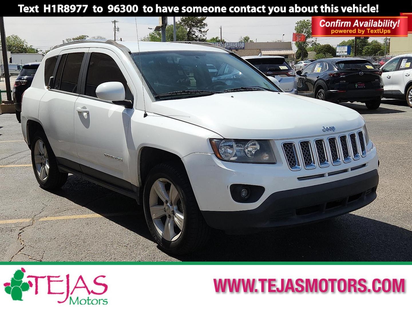 2014 WHITE /Light Pebble Beige/Dark Slate Gray - DK Jeep Compass Latitude (1C4NJCEB5ED) with an 2.4L I-4 DOHC, variable valve control, regular unleaded, engine with 172HP engine, located at 4110 Avenue Q, Lubbock, 79412, 33.556553, -101.855820 - Photo#0