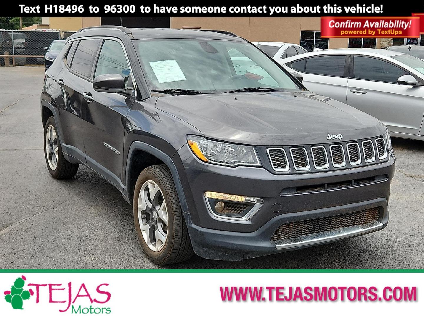 2018 GRAY Jeep Compass Limited 4x4 (3C4NJDCB4JT) with an 2.4L I-4 variable valve control, regular unleaded, engine with 180HP engine, located at 4110 Avenue Q, Lubbock, 79412, 33.556553, -101.855820 - 05/13/2025 KEY IN ENVELOPE GOD - Photo#0