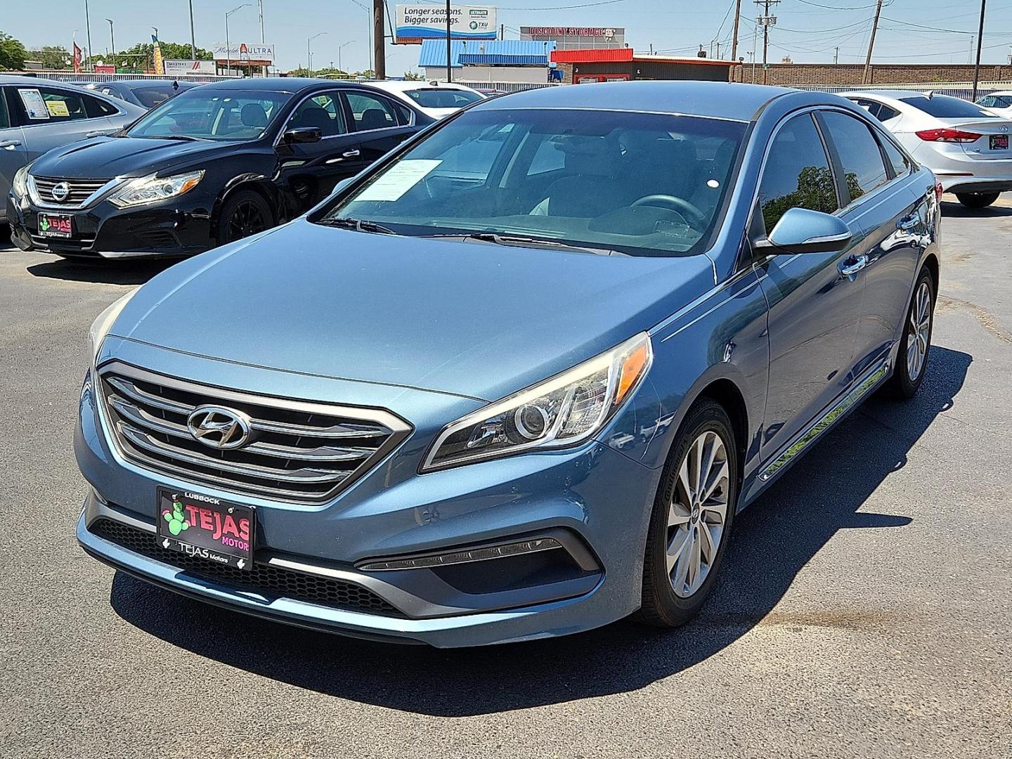 2015 BLUE Hyundai Sonata Sport (5NPE34AF3FH) with an 2.4L I-4 gasoline direct injection, DOHC, variable valve control, regular unleaded, engine with 185HP engine, located at 4110 Avenue Q, Lubbock, 79412, 33.556553, -101.855820 - 05/02/2025 KEY IN ENVELOPE GOD - Photo#3