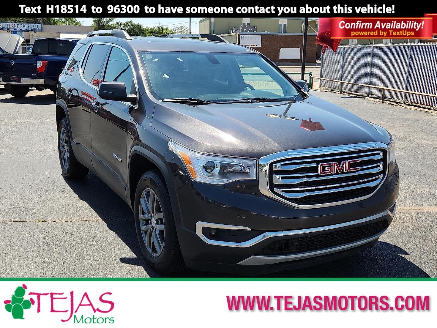 2018 GRAY GMC Acadia SLT-1 (1GKKNULS2JZ) with an 3.6L V-6 gasoline direct injection, DOHC, VVT variable valve control, regular unleaded, engine with cylinder deactivation and 310HP engine, located at 4110 Avenue Q, Lubbock, 79412, 33.556553, -101.855820 - 06/05/2025 KEY IN ENVELOPE GOD - Photo#0