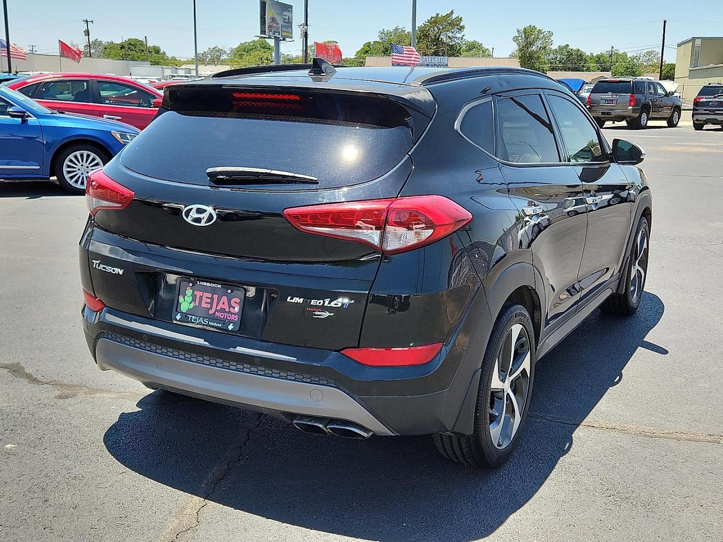 2016 BLACK Hyundai Tucson Limited (KM8J33A28GU) with an 1.6L I-4 gasoline direct injection, DOHC, variable valve control, intercooled turbo, regular unleaded, engine with 175HP engine, located at 4110 Avenue Q, Lubbock, 79412, 33.556553, -101.855820 - 06/12/2025 KEY IN ENVELOPE GOD - Photo#1