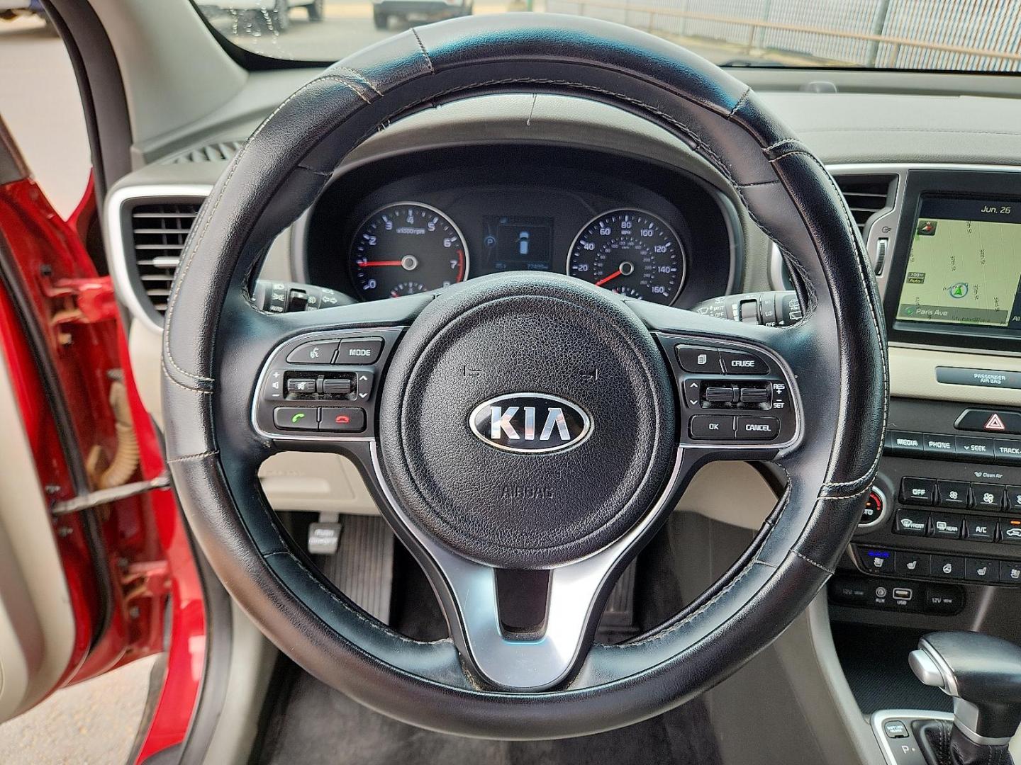 2017 RED Kia Sportage EX (KNDPN3AC4H7) with an Theta II 2.4L I-4 gasoline direct injection, DOHC, D-CVVT variable valve control, regular unleaded, engine with 181HP engine, located at 4110 Avenue Q, Lubbock, 79412, 33.556553, -101.855820 - 06/19/2025 KEY IN ENVELOPE GOD - Photo#10