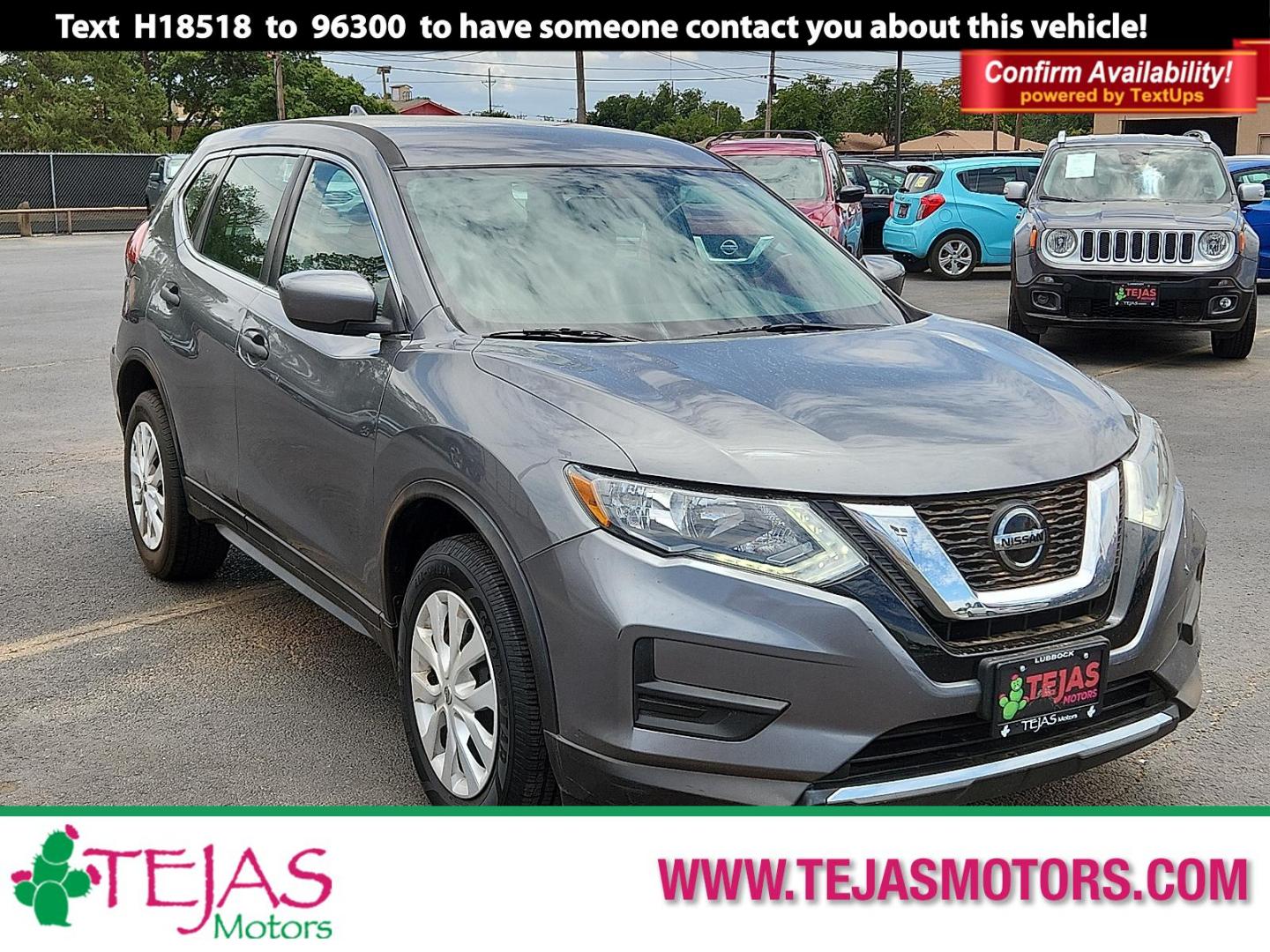2018 GRAY Nissan Rogue S (5N1AT2MV0JC) with an 2.5L I-4 DOHC, variable valve control, regular unleaded, engine with 170HP engine, located at 4110 Avenue Q, Lubbock, 79412, 33.556553, -101.855820 - 06/21/2025 KEY IN ENVELOPE GOD - Photo#0