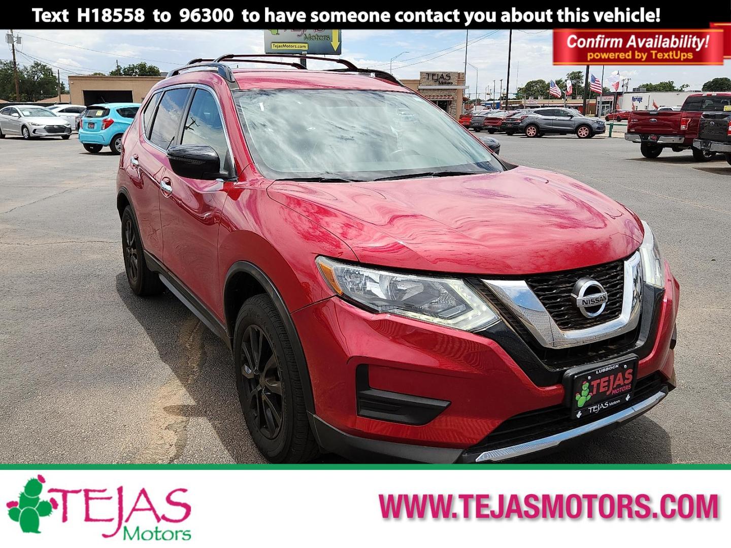 2017 RED Nissan Rogue SV (5N1AT2MV6HC) with an 2.5L I-4 DOHC, variable valve control, regular unleaded, engine with 170HP engine, located at 4110 Avenue Q, Lubbock, 79412, 33.556553, -101.855820 - 06/21/2025 KEY IN ENVELOPE GOD - Photo#0