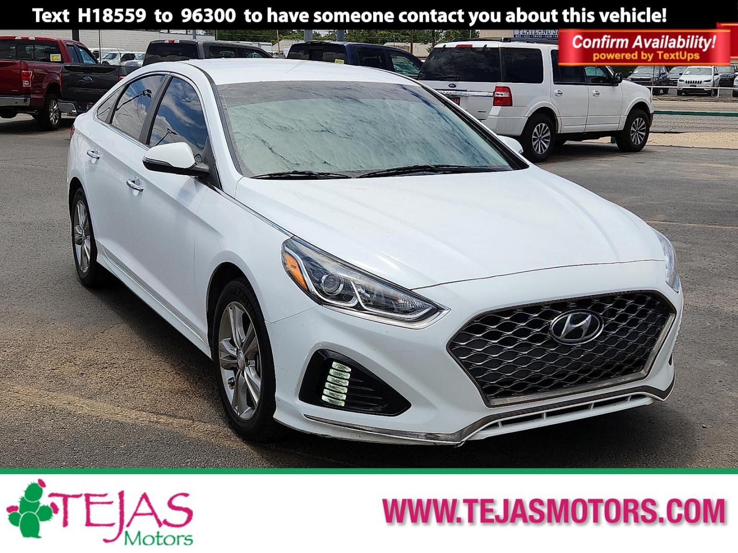 2018 WHITE Hyundai Sonata SEL+ (5NPE34AF3JH) with an 2.4L I-4 gasoline direct injection, DOHC, D-CVVT variable valve control, regular unleaded, engine with 185HP engine, located at 4110 Avenue Q, Lubbock, 79412, 33.556553, -101.855820 - Photo#0