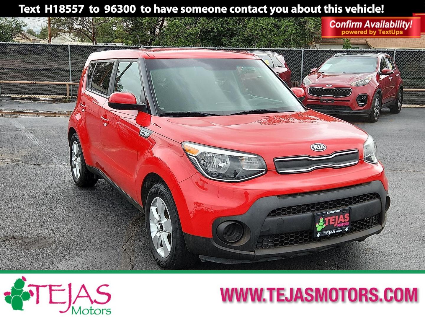 2019 RED Kia Soul (KNDJN2A27K7) with an Gamma 1.6L I-4 gasoline direct injection, DOHC, D-CVVT variable valve control, regular unleaded, engine with 130HP engine, located at 4110 Avenue Q, Lubbock, 79412, 33.556553, -101.855820 - Photo#0