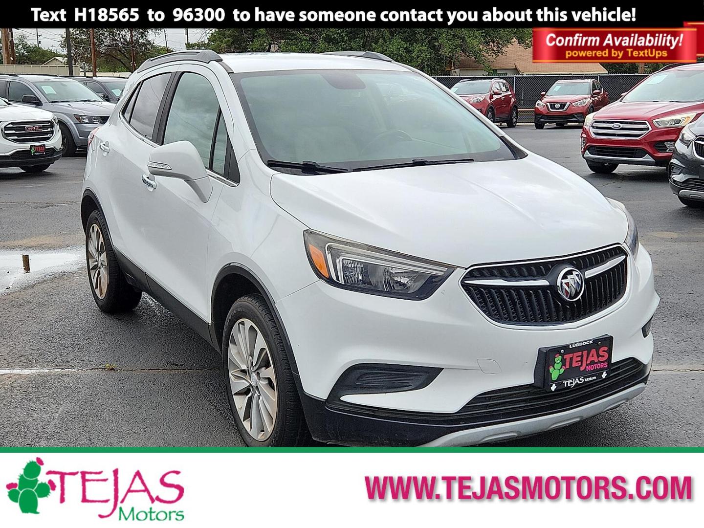 2018 WHITE Buick Encore Preferred (KL4CJESB3JB) with an ECOTEC 1.4L I-4 DOHC, VVT variable valve control, intercooled turbo, regular unleaded, engine with 138HP engine, located at 4110 Avenue Q, Lubbock, 79412, 33.556553, -101.855820 - Photo#0