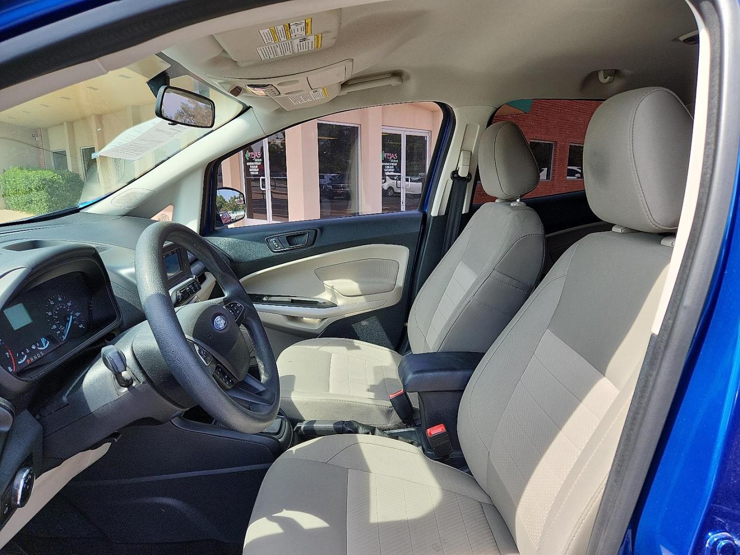 2021 Lightning Blue Metallic - N6 /Medium Stone - MM Ford EcoSport S (MAJ3S2FE8MC) with an EcoBoost 1L I-3 gasoline direct injection, DOHC, variable valve control, intercooled turbo, regular unleaded, engine with 123HP engine, located at 4110 Avenue Q, Lubbock, 79412, 33.556553, -101.855820 - 07/29/2025 KEY IN ENVELOPE GOD - Photo#8
