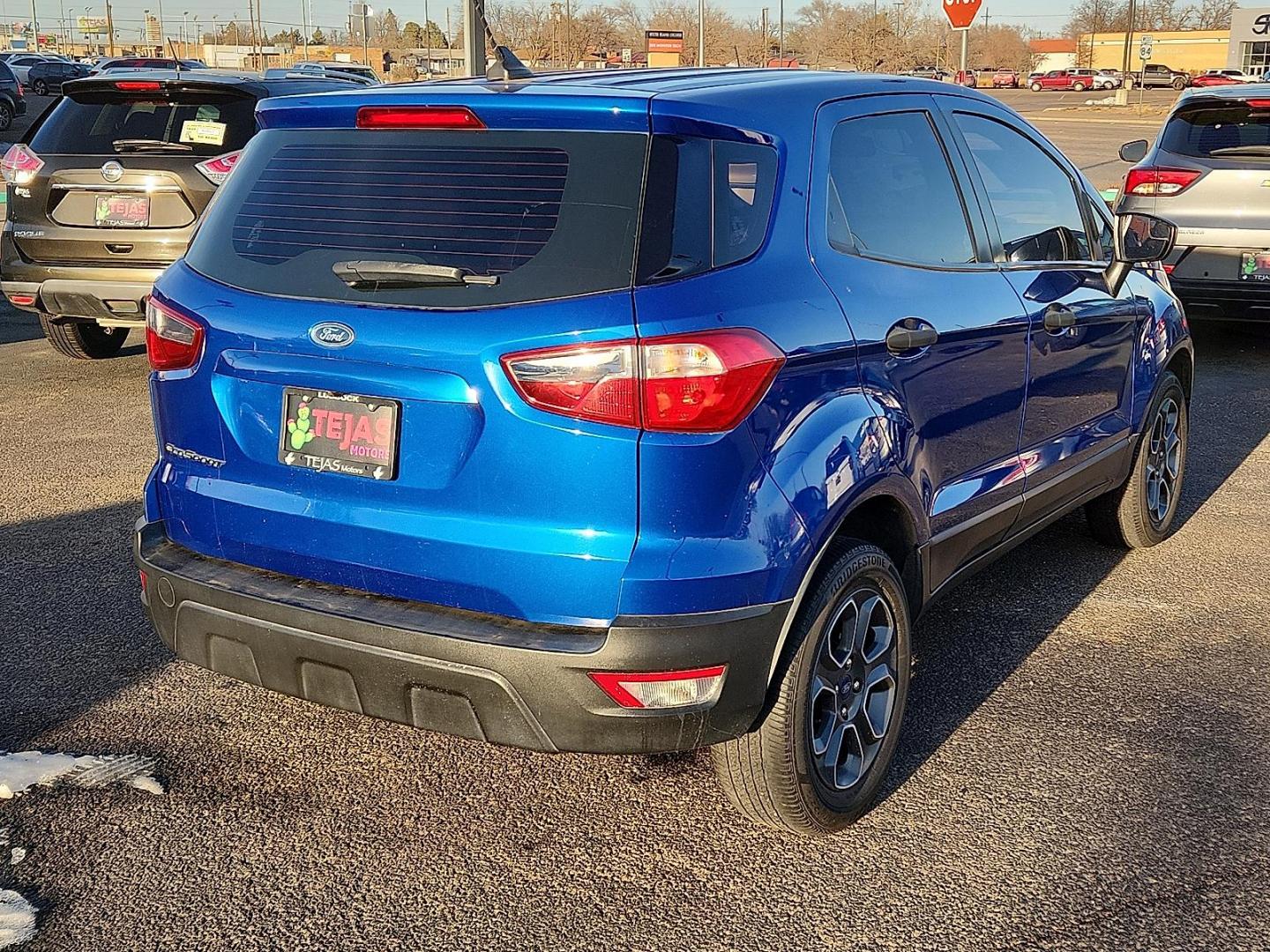 2021 BLUE Ford EcoSport S (MAJ3S2FE8MC) with an EcoBoost 1L I-3 gasoline direct injection, DOHC, variable valve control, intercooled turbo, regular unleaded, engine with 123HP engine, located at 4110 Avenue Q, Lubbock, 79412, 33.556553, -101.855820 - Photo#1