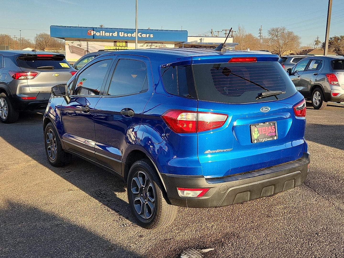2021 BLUE Ford EcoSport S (MAJ3S2FE8MC) with an EcoBoost 1L I-3 gasoline direct injection, DOHC, variable valve control, intercooled turbo, regular unleaded, engine with 123HP engine, located at 4110 Avenue Q, Lubbock, 79412, 33.556553, -101.855820 - Photo#2