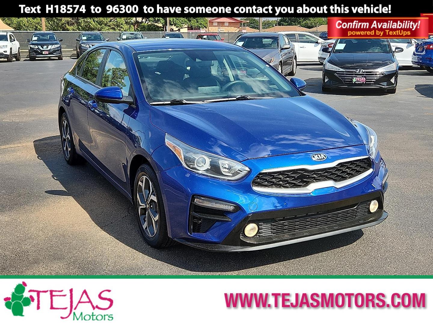 2019 BLUE Kia Forte LXS (3KPF24AD0KE) with an 2L I-4 DOHC, D-CVVT variable valve control, regular unleaded, engine with 147HP engine, located at 4110 Avenue Q, Lubbock, 79412, 33.556553, -101.855820 - 07/12/2025 KEY IN ENVELOPE GOD - Photo#0