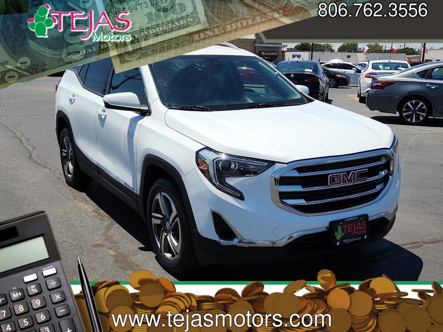 2020 Summit White - GAZ /Jet Black - H0Y GMC Terrain AWD SLT (3GKALVEV8LL) with an 1.5L I-4 gasoline direct injection, DOHC, variable valve control, intercooled turbo, regular unleaded, engine with 170HP engine, located at 4110 Avenue Q, Lubbock, 79412, 33.556553, -101.855820- Photo#0