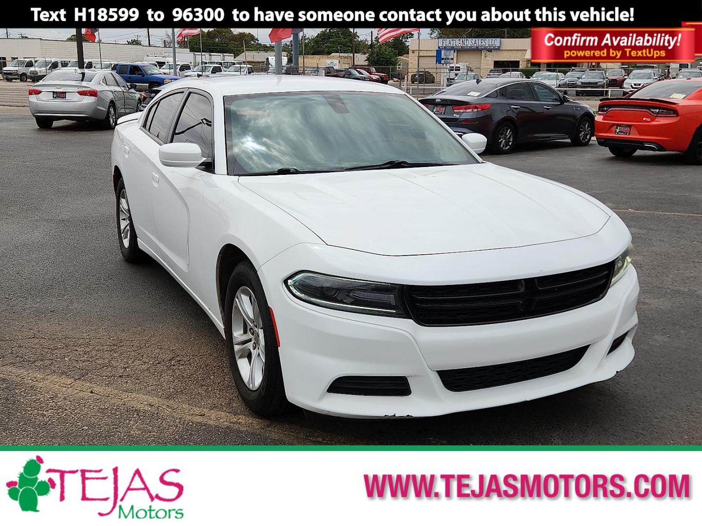 2019 WHITE Dodge Charger SXT RWD (2C3CDXBG1KH) with an Pentastar 3.6L V-6 DOHC, variable valve control, regular unleaded, engine with 292HP engine, located at 4110 Avenue Q, Lubbock, 79412, 33.556553, -101.855820 - Photo#0