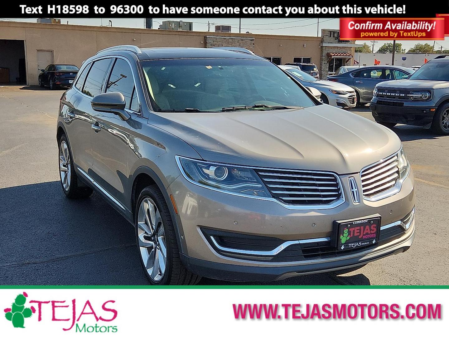 2017 GRAY Lincoln MKX Reserve (2LMPJ6LR6HB) with an 3.7L V-6 DOHC, variable valve control, regular unleaded, engine with 303HP engine, located at 4110 Avenue Q, Lubbock, 79412, 33.556553, -101.855820 - 08/08/2025 KEY IN ENVELOPE GOD - Photo#0