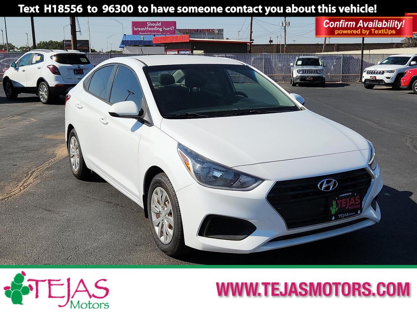 2018 WHITE Hyundai Accent SE (3KPC24A30JE) with an 1.6L I-4 gasoline direct injection, DOHC, D-CVVT variable valve control, regular unleaded, engine with 130HP engine, located at 4110 Avenue Q, Lubbock, 79412, 33.556553, -101.855820 - Photo#0