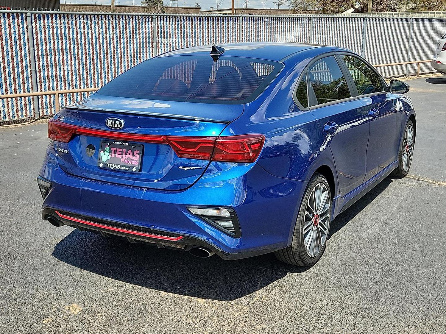 2021 BLUE Kia Forte GT (3KPF44AC6ME) with an 1.6L I-4 gasoline direct injection, DOHC, D-CVVT variable valve control, intercooled turbo, regular unleaded, engine with 201HP engine, located at 4110 Avenue Q, Lubbock, 79412, 33.556553, -101.855820 - Photo#1