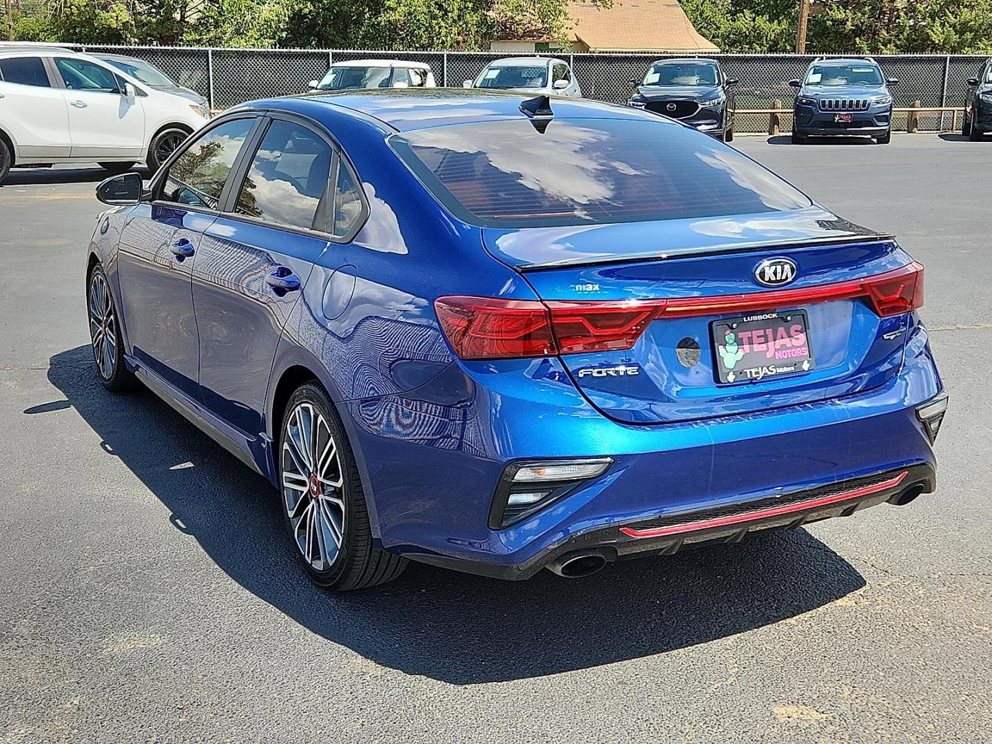2021 BLUE Kia Forte GT (3KPF44AC6ME) with an 1.6L I-4 gasoline direct injection, DOHC, D-CVVT variable valve control, intercooled turbo, regular unleaded, engine with 201HP engine, located at 4110 Avenue Q, Lubbock, 79412, 33.556553, -101.855820 - Photo#2