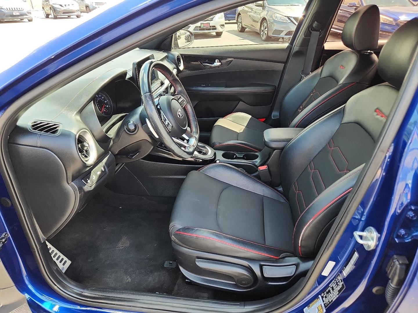 2021 BLUE Kia Forte GT (3KPF44AC6ME) with an 1.6L I-4 gasoline direct injection, DOHC, D-CVVT variable valve control, intercooled turbo, regular unleaded, engine with 201HP engine, located at 4110 Avenue Q, Lubbock, 79412, 33.556553, -101.855820 - Photo#6