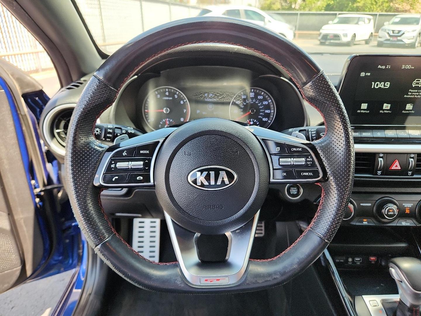 2021 BLUE Kia Forte GT (3KPF44AC6ME) with an 1.6L I-4 gasoline direct injection, DOHC, D-CVVT variable valve control, intercooled turbo, regular unleaded, engine with 201HP engine, located at 4110 Avenue Q, Lubbock, 79412, 33.556553, -101.855820 - Photo#10