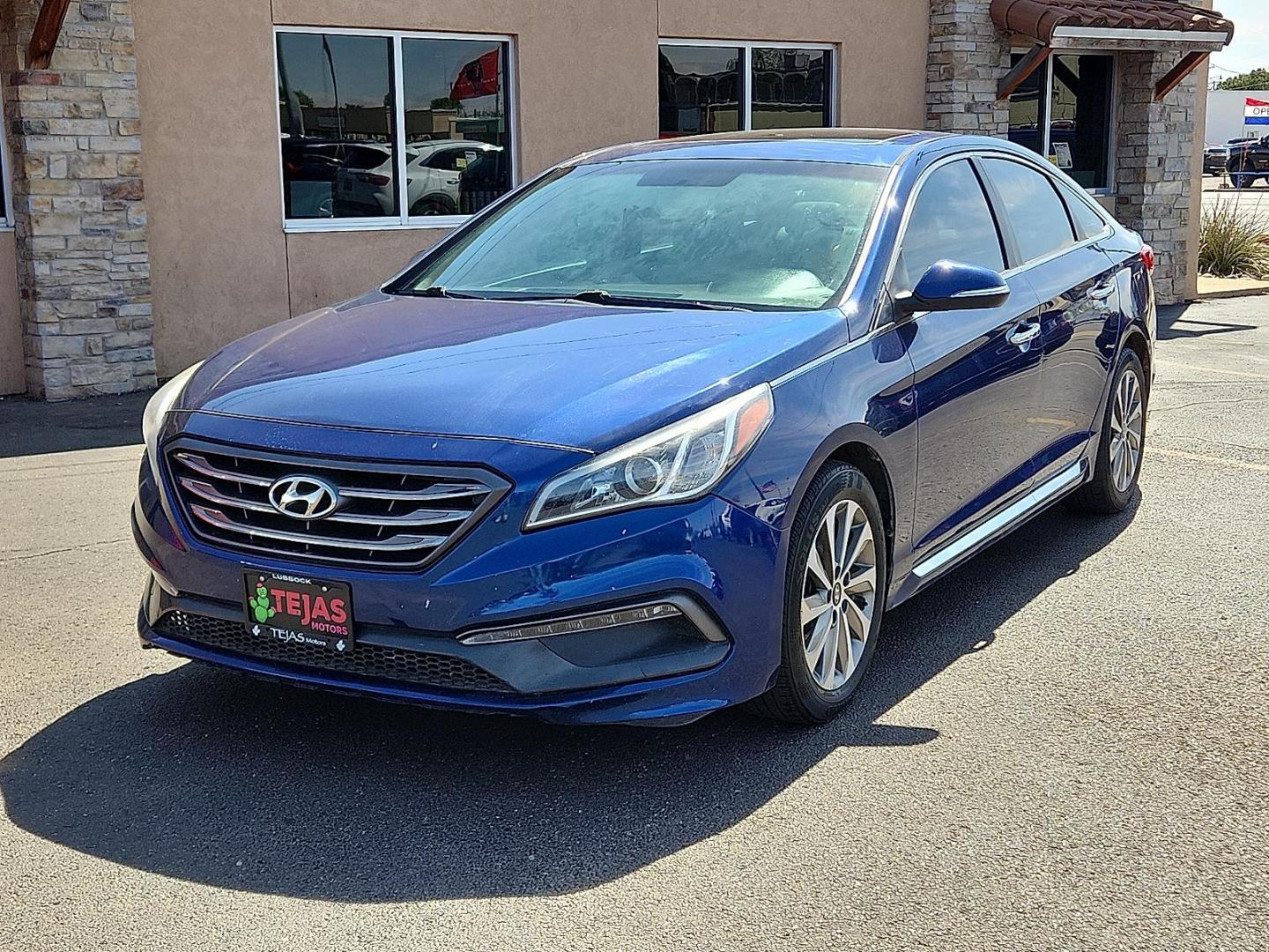 2016 BLUE /Beige - BB Hyundai Sonata Sport (5NPE34AF0GH) with an 2.4L I-4 gasoline direct injection, DOHC, variable valve control, regular unleaded, engine with 185HP engine, located at 4110 Avenue Q, Lubbock, 79412, 33.556553, -101.855820 - Photo#1