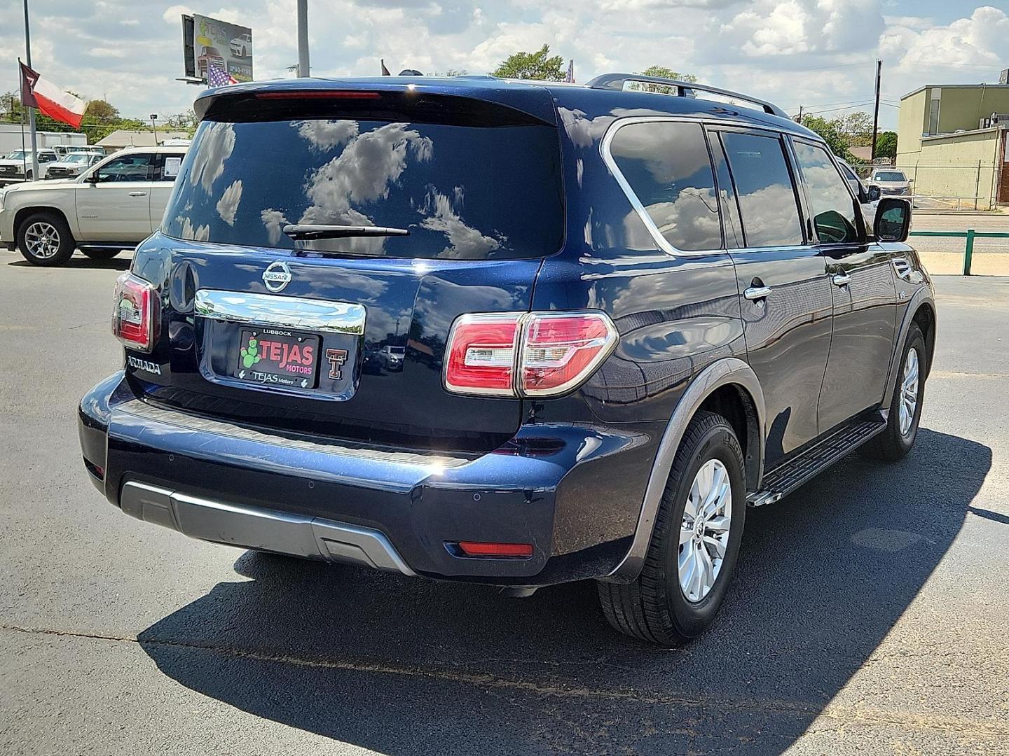 2019 BLUE Nissan Armada SV (JN8AY2ND5K9) with an Endurance 5.6L V-8 gasoline direct injection, DOHC, variable valve control, regular unleaded, engine with 390HP engine, located at 4110 Avenue Q, Lubbock, 79412, 33.556553, -101.855820 - Photo#1