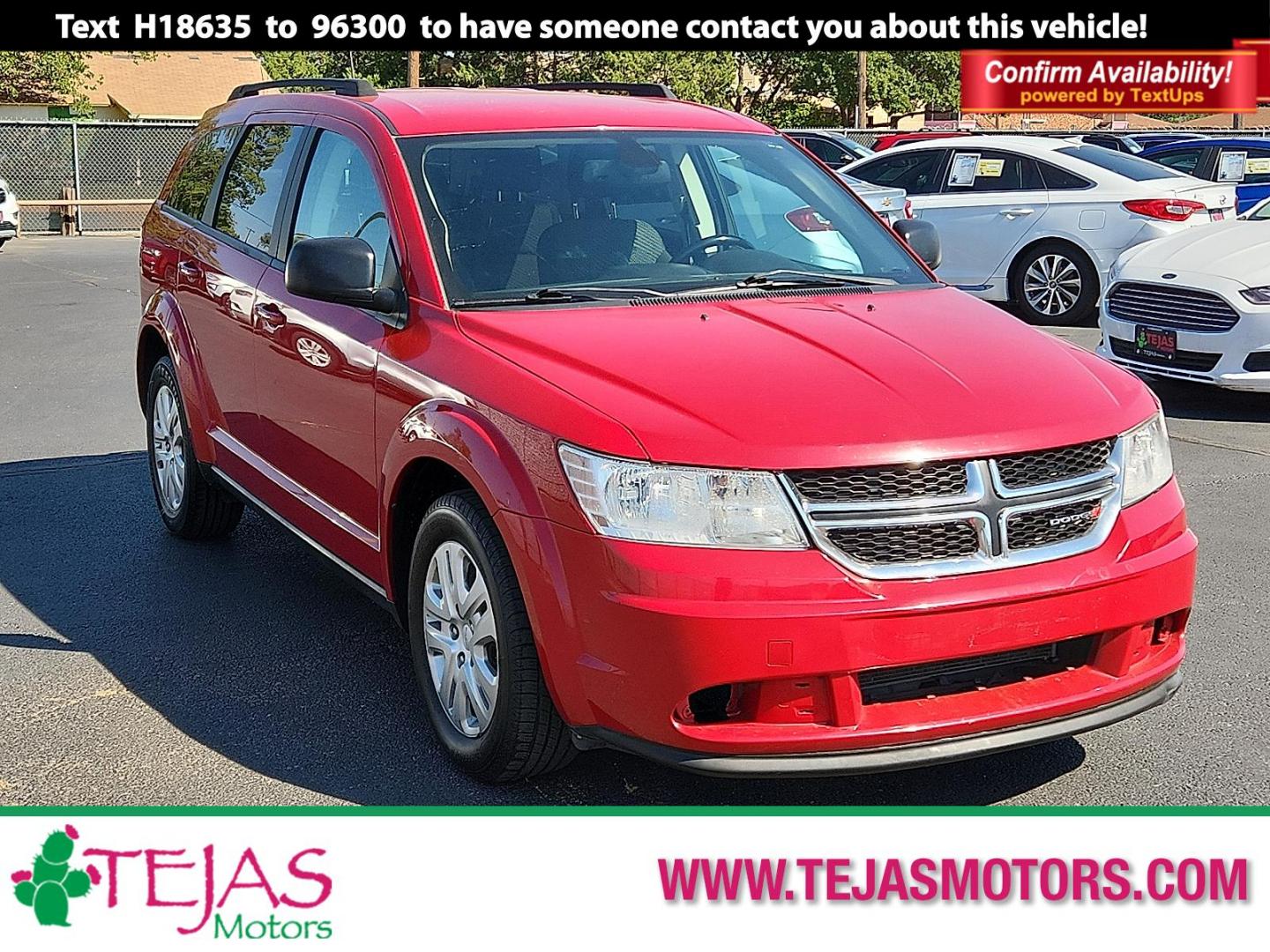 2020 RED Dodge Journey SE Value (3C4PDCAB4LT) with an Tigershark MultiAir 2.4L I-4 DOHC, VVT variable valve control, regular unleaded, engine with 173HP engine, located at 4110 Avenue Q, Lubbock, 79412, 33.556553, -101.855820 - 09/05/2025 KEY IN ENVELOPE GOD - Photo#0