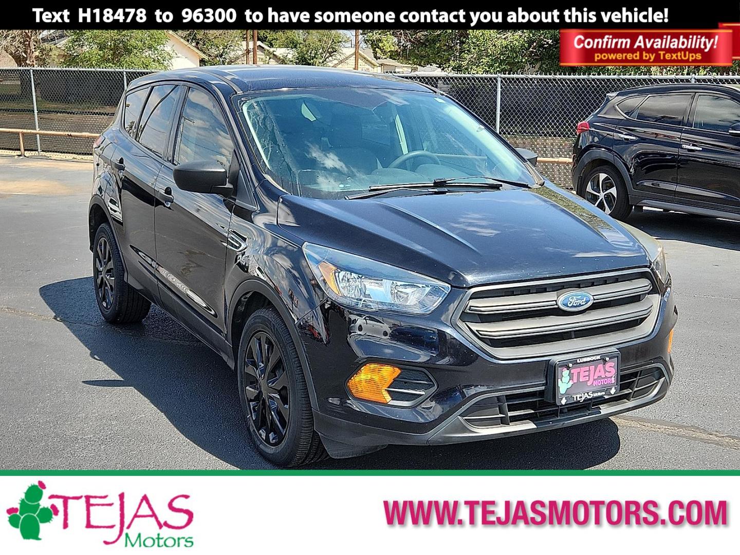 2019 BLACK Ford Escape S (1FMCU0F78KU) with an Duratec 2.5L I-4 DOHC, iVCT variable valve control, regular unleaded, engine with 168HP engine, located at 4110 Avenue Q, Lubbock, 79412, 33.556553, -101.855820 - 09/13/2025 KEY IN ENVELOPE GOD - Photo#0