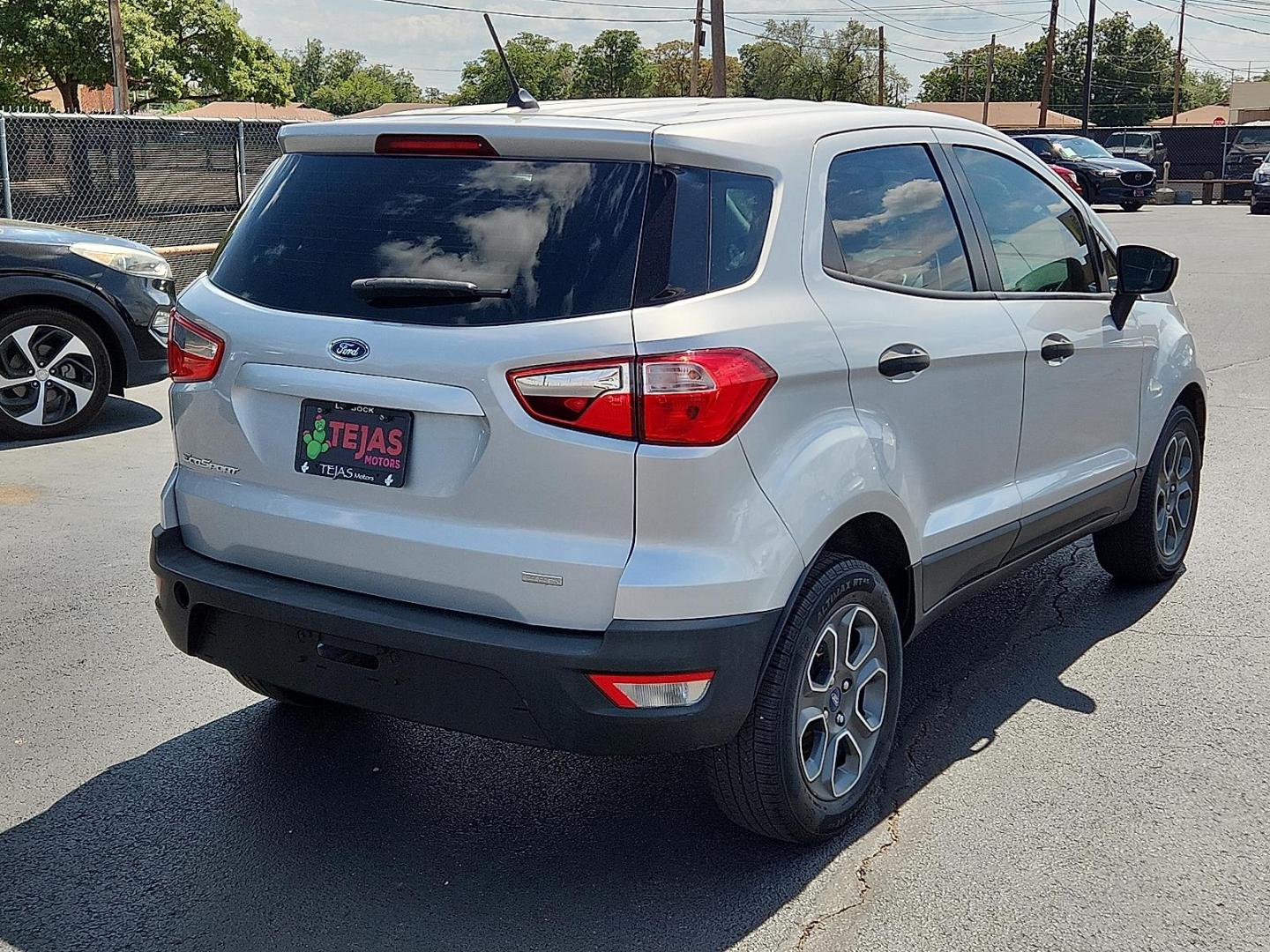 2018 SILVER Ford EcoSport S (MAJ3P1RE2JC) with an EcoBoost 1L I-3 gasoline direct injection, DOHC, variable valve control, intercooled turbo, regular unleaded, engine with 123HP engine, located at 4110 Avenue Q, Lubbock, 79412, 33.556553, -101.855820 - 09/12/2025 KEY IN ENVELOPE GOD - Photo#1