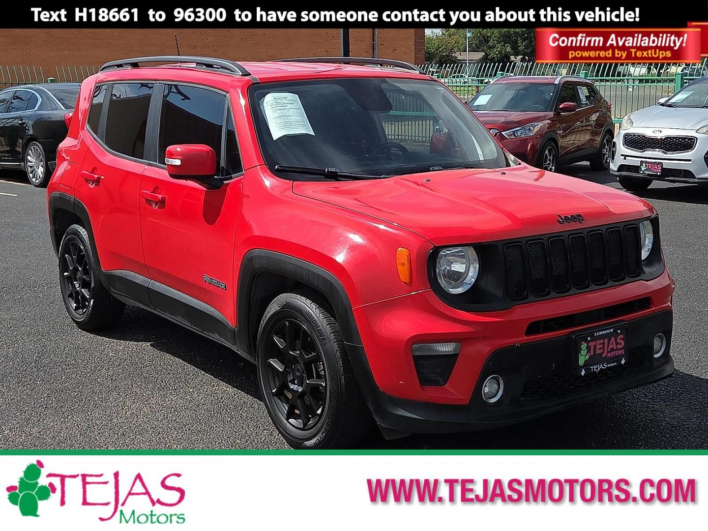 2020 Colorado Red Clearcoat - PRX /Black - X9 Jeep Renegade Altitude FWD (ZACNJABB1LP) with an Tigershark MultiAir 2.4L I-4 variable valve control, regular unleaded, engine with 180HP engine, located at 4110 Avenue Q, Lubbock, 79412, 33.556553, -101.855820 - Photo#0