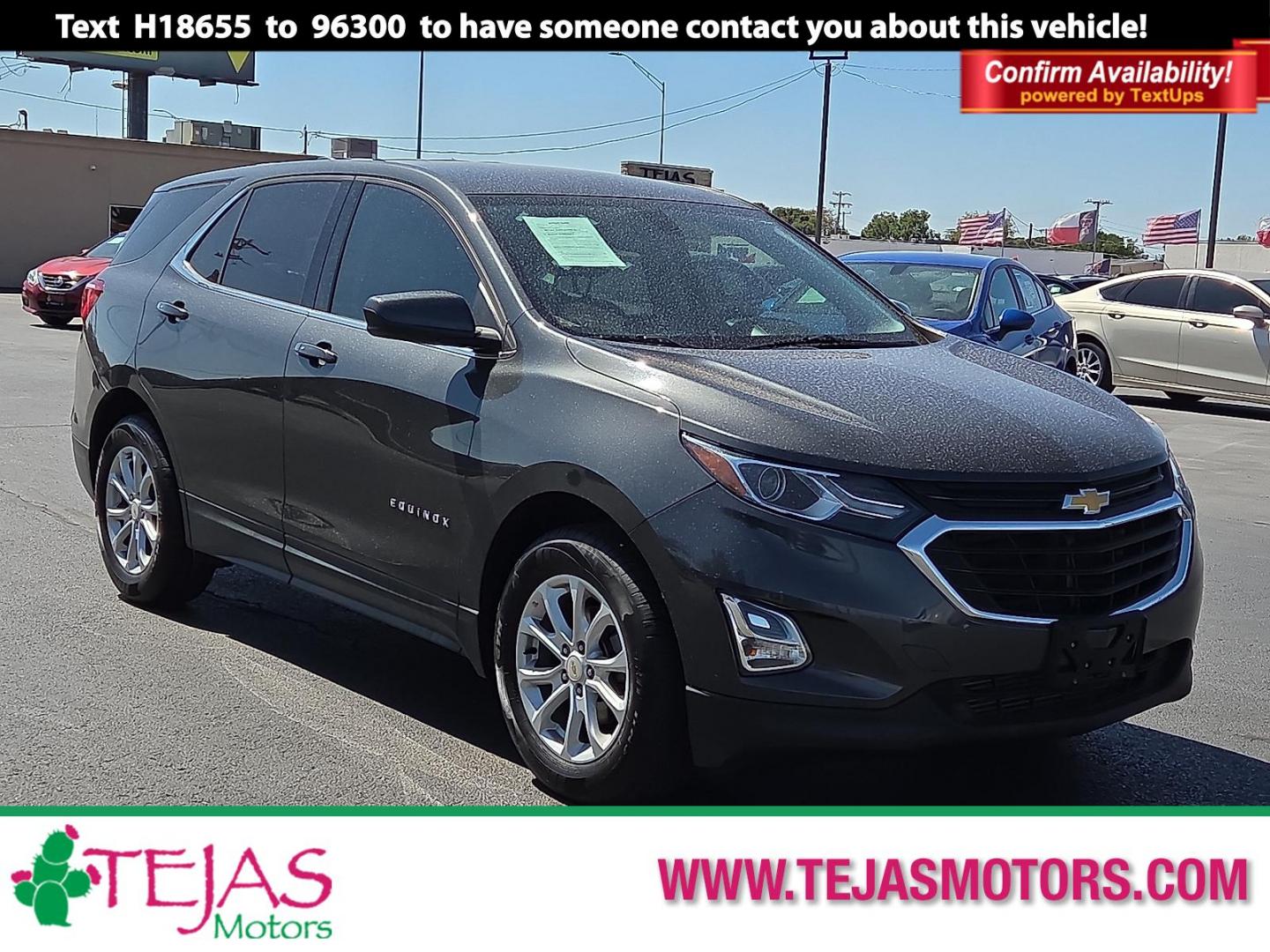 2019 GRAY Chevrolet Equinox LT (2GNAXKEV3K6) with an 1.5L I-4 gasoline direct injection, DOHC, VVT variable valve control, intercooled turbo, regular unleaded, engine with 170HP engine, located at 4110 Avenue Q, Lubbock, 79412, 33.556553, -101.855820 - 09/20/2025 KEY IN ENVELOPE GOD - Photo#0