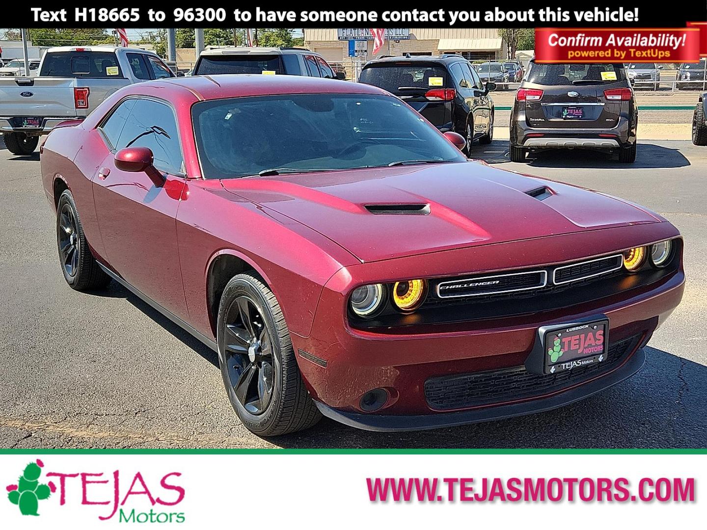 2018 Octane Red Pearlcoat - PRV Dodge Challenger SXT (2C3CDZAG6JH) with an Pentastar 3.6L V-6 DOHC, variable valve control, regular unleaded, engine with 305HP engine, located at 4110 Avenue Q, Lubbock, 79412, 33.556553, -101.855820 - 09/26/2025 KEY IN ENVELOPE GOD - Photo#0