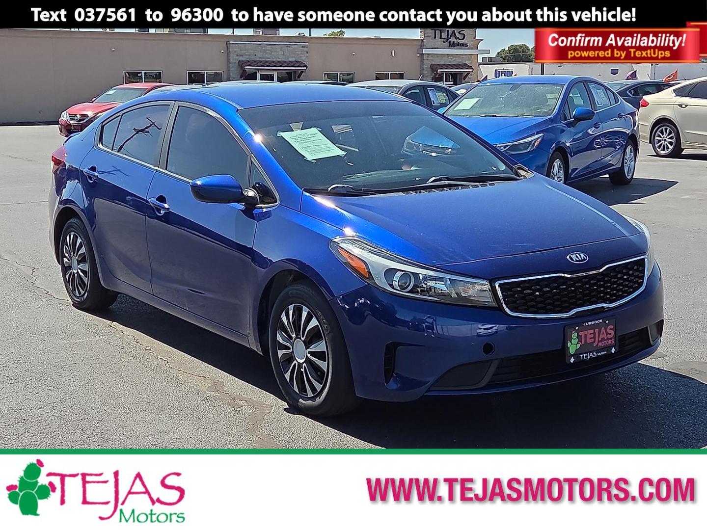 2017 Deep Sea Blue - B2R /Black - WK Kia Forte LX (3KPFK4A70HE) with an 2L I-4 DOHC, D-CVVT variable valve control, regular unleaded, engine with 147HP engine, located at 4110 Avenue Q, Lubbock, 79412, 33.556553, -101.855820 - Photo#0
