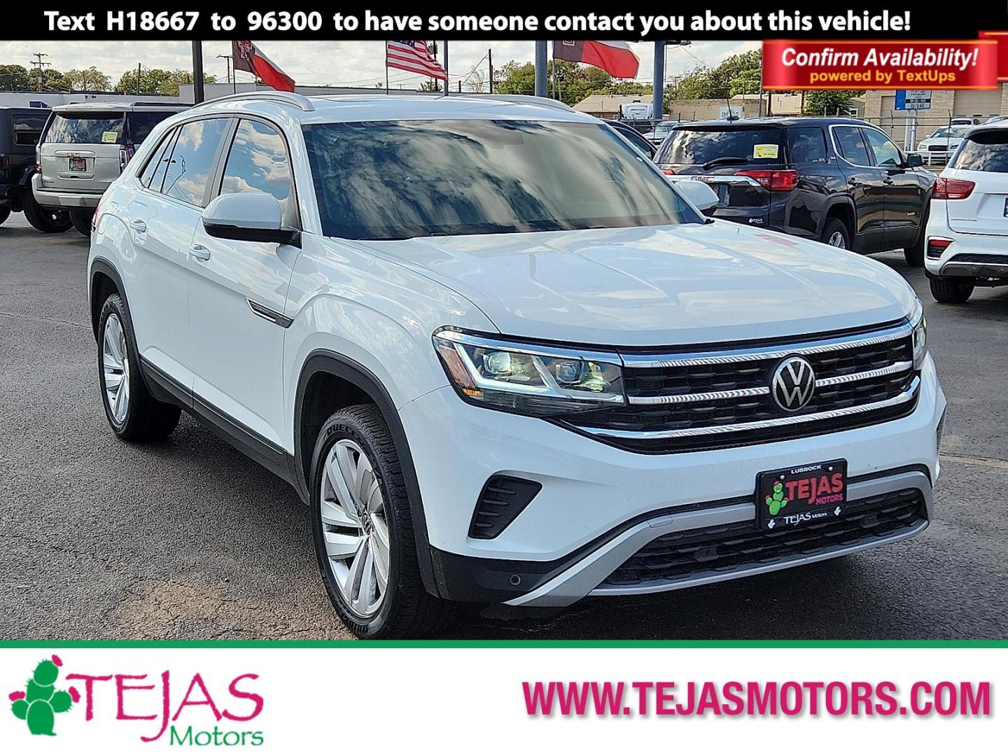 2020 WHITE Volkswagen Atlas Cross Sport 2.0T SE w/Technology R-Line (1V25C2CA9LC) with an 2L I-4 gasoline direct injection, DOHC, variable valve control, intercooled turbo, premium unleaded, engine with 235HP engine, located at 4110 Avenue Q, Lubbock, 79412, 33.556553, -101.855820 - Photo#0