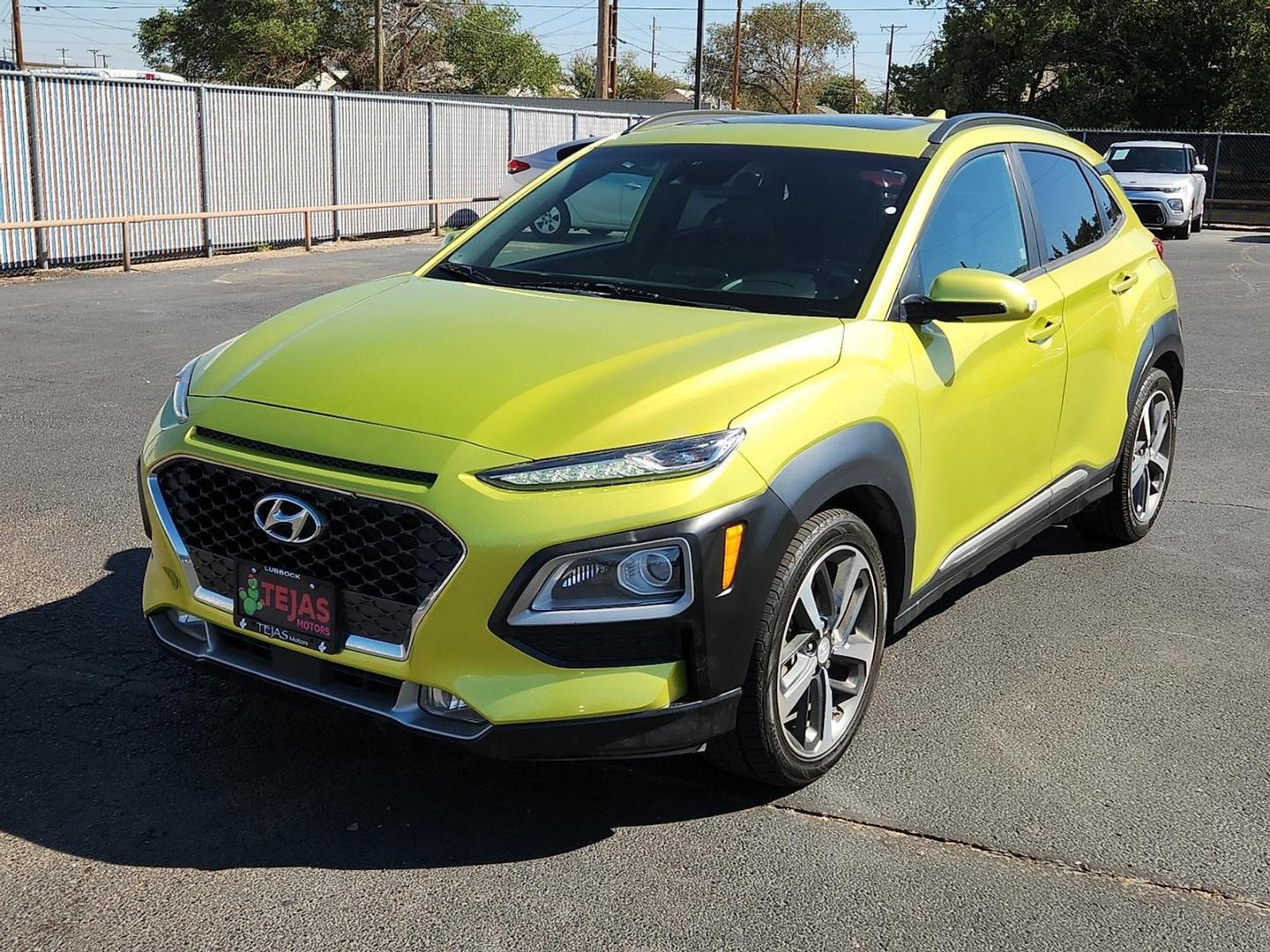 2020 GREEN Hyundai Kona Ultimate (KM8K53A5XLU) with an Gamma 1.6L I-4 gasoline direct injection, DOHC, variable valve control, intercooled turbo, regular unleaded, engine with 175HP engine, located at 4110 Avenue Q, Lubbock, 79412, 33.556553, -101.855820 - Photo#3
