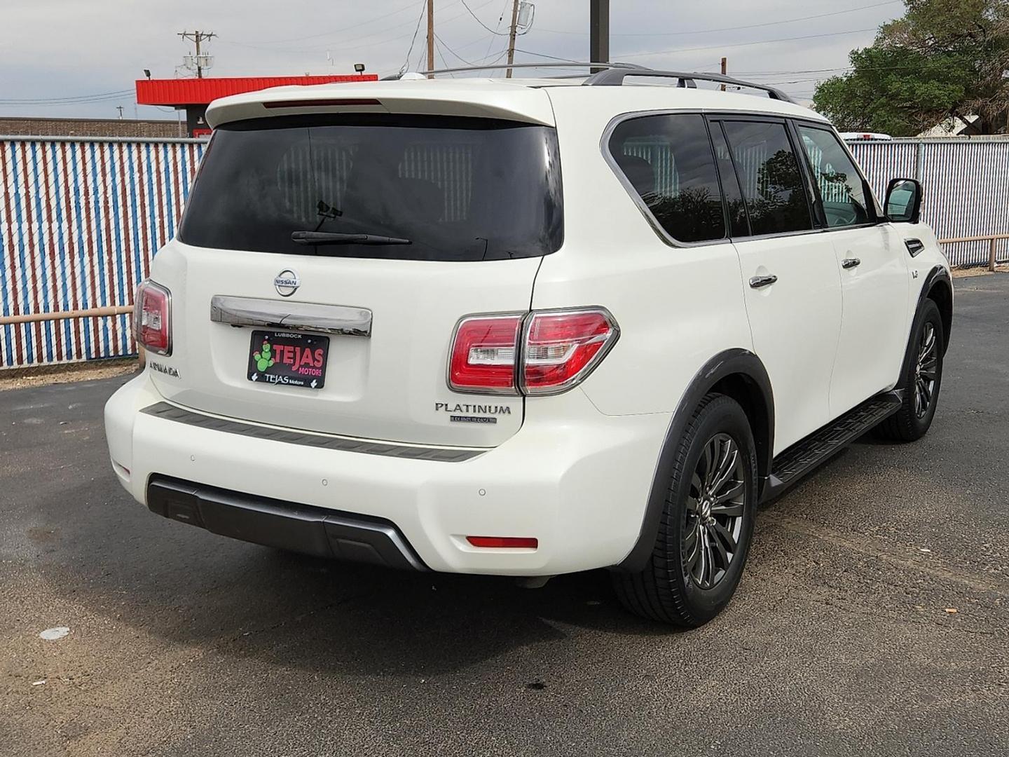 2018 WHITE Nissan Armada Platinum (JN8AY2NF9J9) with an Endurance 5.6L V-8 gasoline direct injection, VVEL DOHC, variable valve control, regular unleaded, engine with 390HP engine, located at 4110 Avenue Q, Lubbock, 79412, 33.556553, -101.855820 - 10/28/2025 KEY IN ENVELOPE GOD - Photo#1
