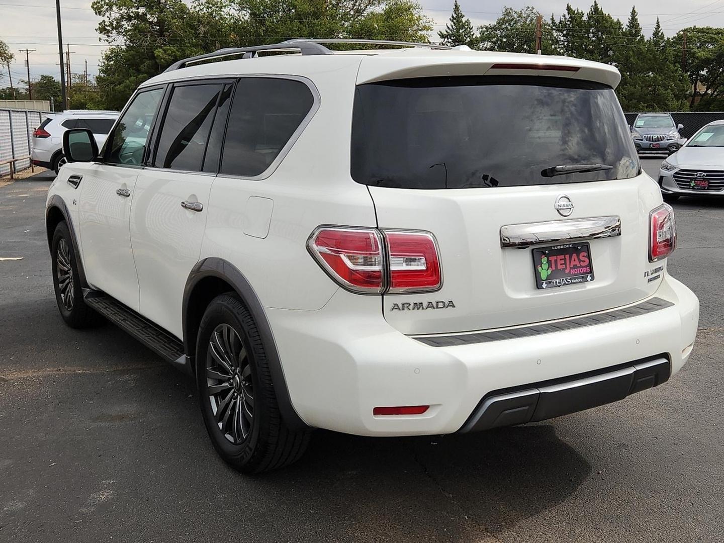 2018 WHITE Nissan Armada Platinum (JN8AY2NF9J9) with an Endurance 5.6L V-8 gasoline direct injection, VVEL DOHC, variable valve control, regular unleaded, engine with 390HP engine, located at 4110 Avenue Q, Lubbock, 79412, 33.556553, -101.855820 - 10/28/2025 KEY IN ENVELOPE GOD - Photo#2