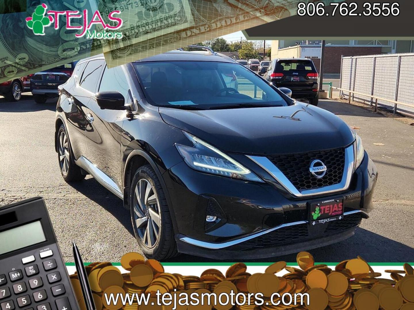 2019 BLACK Nissan Murano SL (5N1AZ2MJ3KN) with an 3.5L V-6 DOHC, variable valve control, regular unleaded, engine with 260HP engine, located at 4110 Avenue Q, Lubbock, 79412, 33.556553, -101.855820 - 10/28/2025 KEY IN ENVELOPE GOD- Photo#0