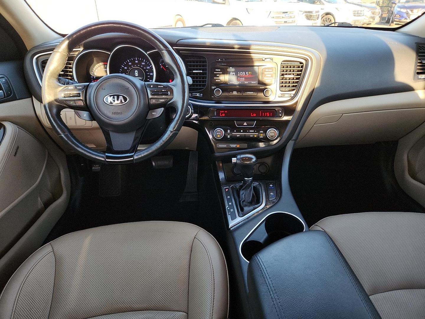 2015 Ebony Black - EB /Beige - UP Kia Optima EX (5XXGN4A77FG) with an Theta II 2.4L I-4 gasoline direct injection, DOHC, variable valve control, regular unleaded, engine with 192HP engine, located at 4110 Avenue Q, Lubbock, 79412, 33.556553, -101.855820 - 11/08/2025 KEY IN ENVELOPE GOD - Photo#5