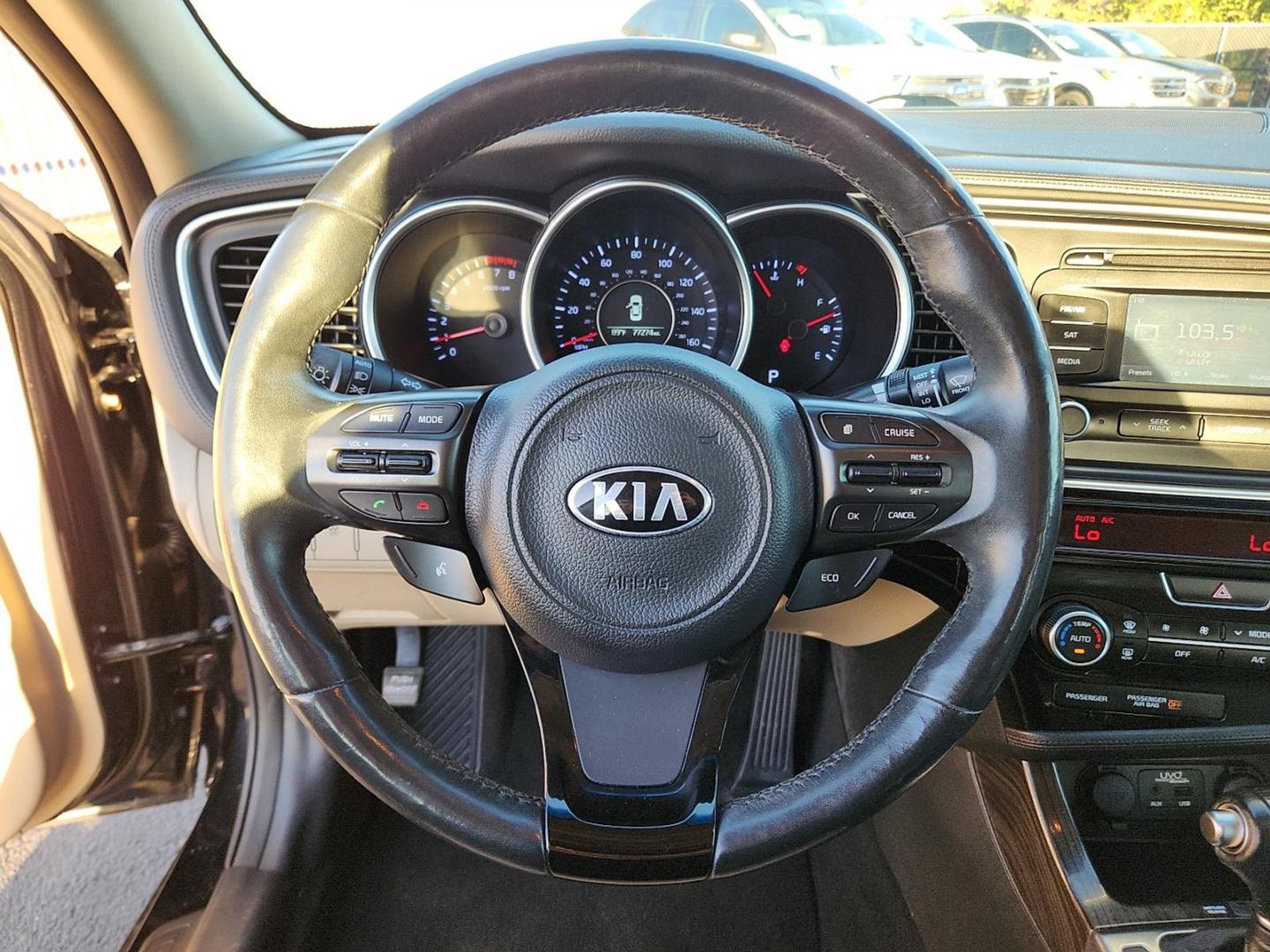 2015 Ebony Black - EB /Beige - UP Kia Optima EX (5XXGN4A77FG) with an Theta II 2.4L I-4 gasoline direct injection, DOHC, variable valve control, regular unleaded, engine with 192HP engine, located at 4110 Avenue Q, Lubbock, 79412, 33.556553, -101.855820 - 11/08/2025 KEY IN ENVELOPE GOD - Photo#9