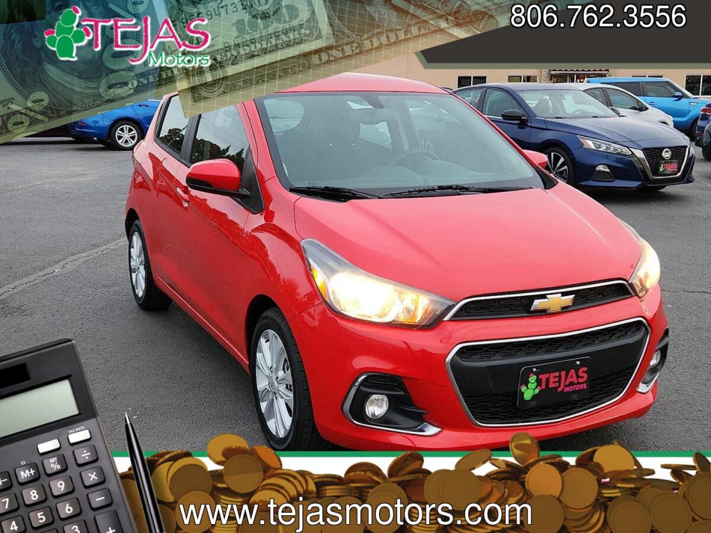 2018 Red Hot - GG2 /Jet Black/Beige Trim - HI6 Chevrolet Spark 1LT CVT (KL8CD6SA2JC) with an 1.4L I-4 DOHC, variable valve control, regular unleaded, engine with 98HP engine, located at 4110 Avenue Q, Lubbock, 79412, 33.556553, -101.855820 - 11/20/2025 KEY IN ENVELOPE GOD- Photo#0