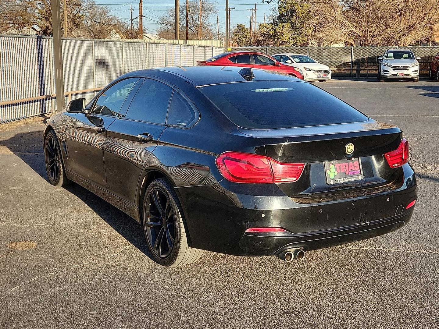 2018 BLACK BMW 430i Gran Coupe xDrive (WBA4J3C54JB) with an 2L I-4 gasoline direct injection, DOHC, variable valve control, intercooled turbo, premium unleaded, engine with 248HP engine, located at 4110 Avenue Q, Lubbock, 79412, 33.556553, -101.855820 - 12/12/2025 KEY IN ENVELOPE GOD - Photo#2