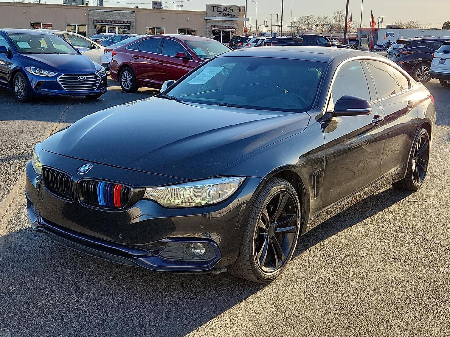 2018 BLACK BMW 430i Gran Coupe xDrive (WBA4J3C54JB) with an 2L I-4 gasoline direct injection, DOHC, variable valve control, intercooled turbo, premium unleaded, engine with 248HP engine, located at 4110 Avenue Q, Lubbock, 79412, 33.556553, -101.855820 - 12/12/2025 KEY IN ENVELOPE GOD - Photo#3
