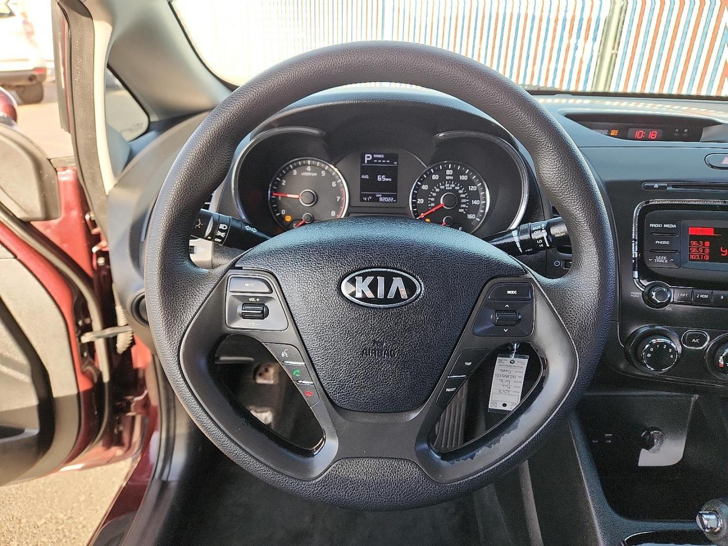 2017 RED Kia Forte LX (3KPFK4A77HE) with an 2L I-4 DOHC, D-CVVT variable valve control, regular unleaded, engine with 147HP engine, located at 4110 Avenue Q, Lubbock, 79412, 33.556553, -101.855820 - 12/26/2025 KEY IN ENVELOPE GOD - Photo#10