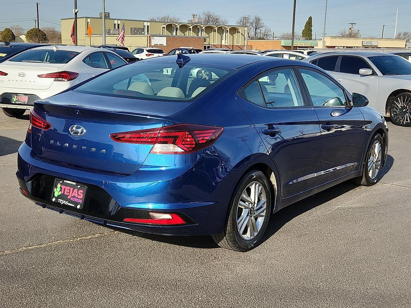2019 BLUE Hyundai Elantra SEL (5NPD84LF3KH) with an Nu 2L I-4 DOHC, D-CVVT variable valve control, regular unleaded, engine with 147HP engine, located at 4110 Avenue Q, Lubbock, 79412, 33.556553, -101.855820 - 12/31/2025 KEY IN ENVELOPE GOD - Photo#1