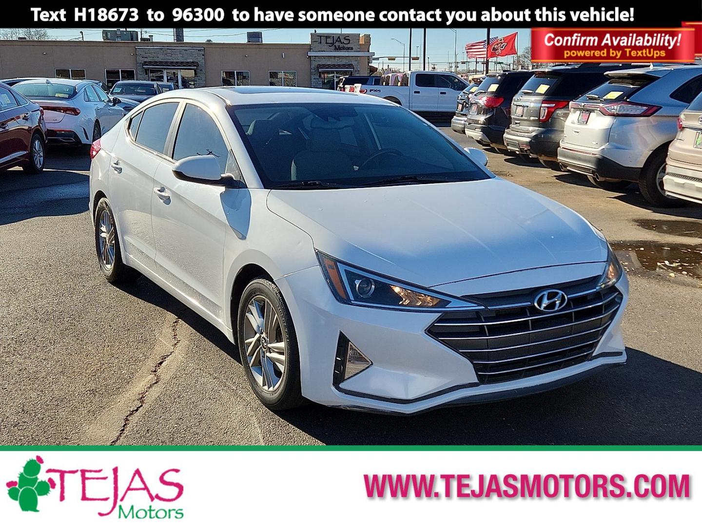 2020 WHITE Hyundai Elantra Value Edition (5NPD84LF9LH) with an Nu 2L I-4 DOHC, D-CVVT variable valve control, regular unleaded, engine with 147HP engine, located at 4110 Avenue Q, Lubbock, 79412, 33.556553, -101.855820 - 01/16/2026 KEY IN ENVELOPE GOD - Photo#0