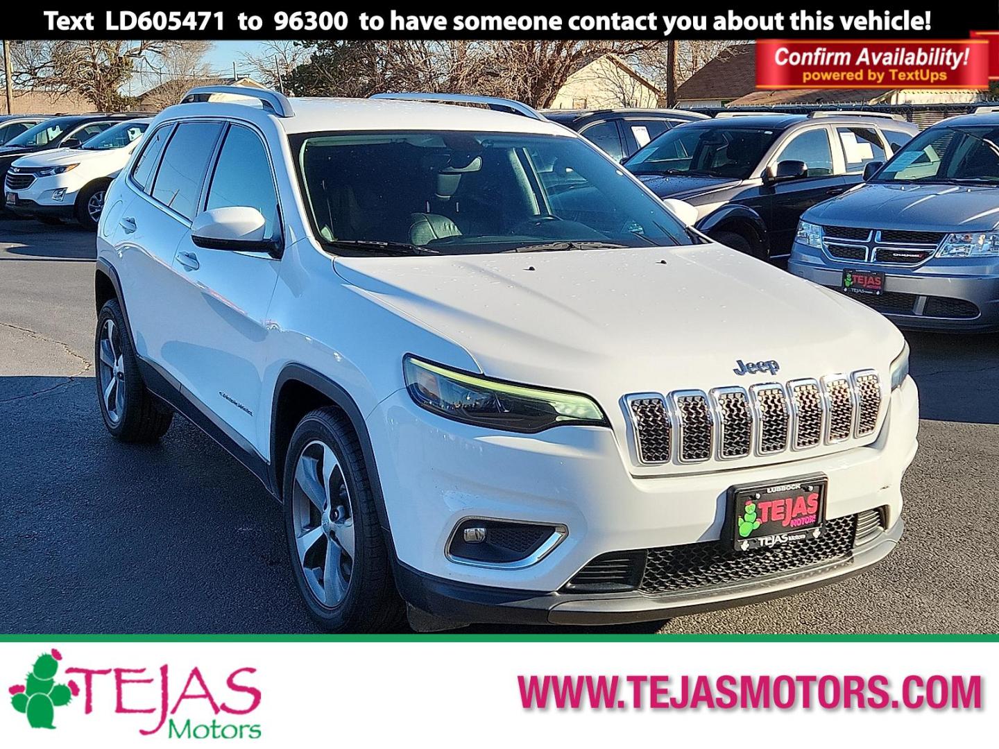 2020 Bright White Clearcoat - PW7 /Black - X9 Jeep Cherokee Limited FWD (1C4PJLDB8LD) with an MultiAir2 Tigershark 2.4L I-4 variable valve control, regular unleaded, engine with 180HP engine, located at 4110 Avenue Q, Lubbock, 79412, 33.556553, -101.855820 - Photo#0