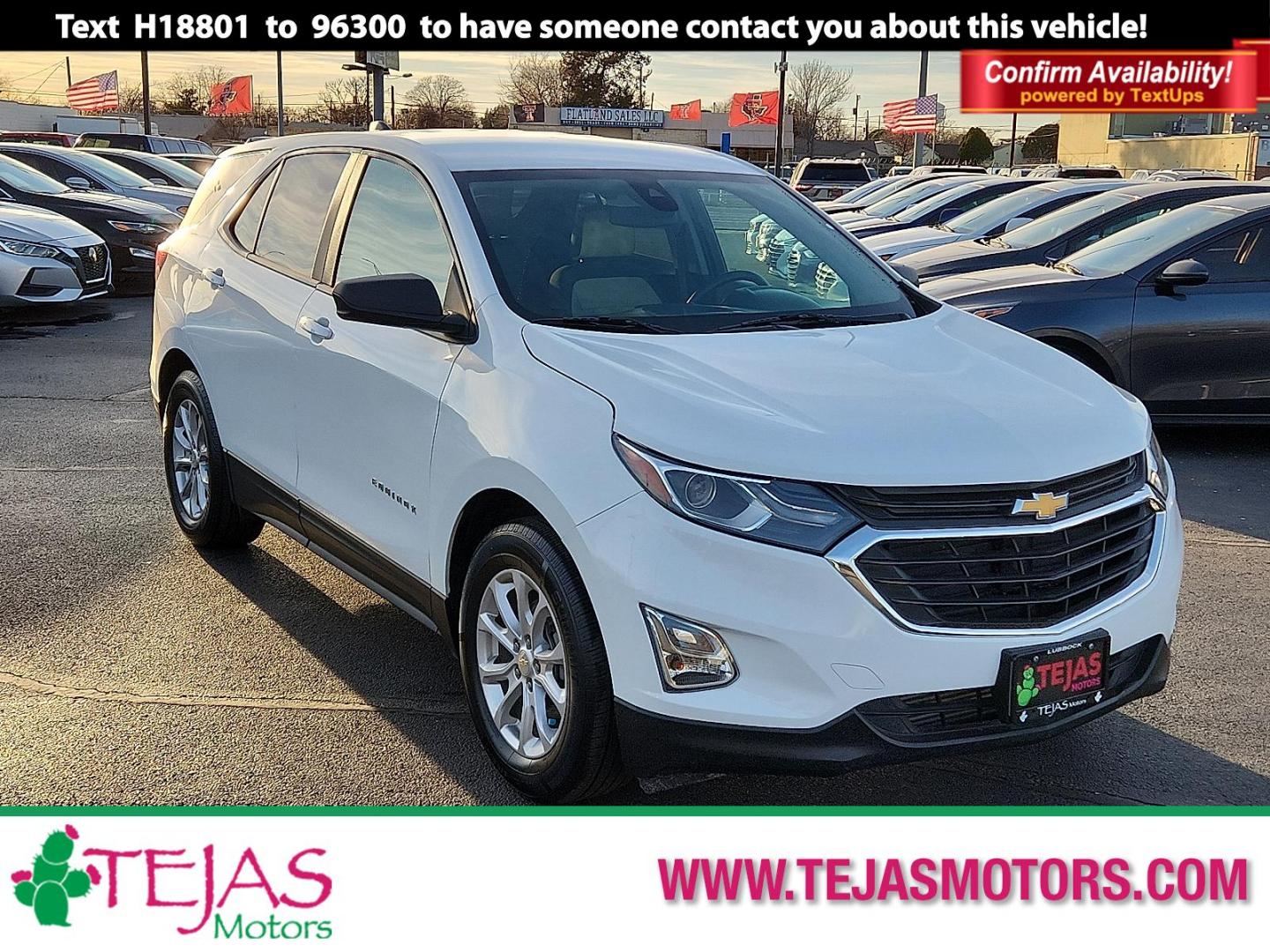 2021 WHITE Chevrolet Equinox FWD LS (3GNAXHEV0MS) with an 1.5L I-4 gasoline direct injection, DOHC, VVT variable valve control, intercooled turbo, regular unleaded, engine with 170HP engine, located at 4110 Avenue Q, Lubbock, 79412, 33.556553, -101.855820 - Photo#0