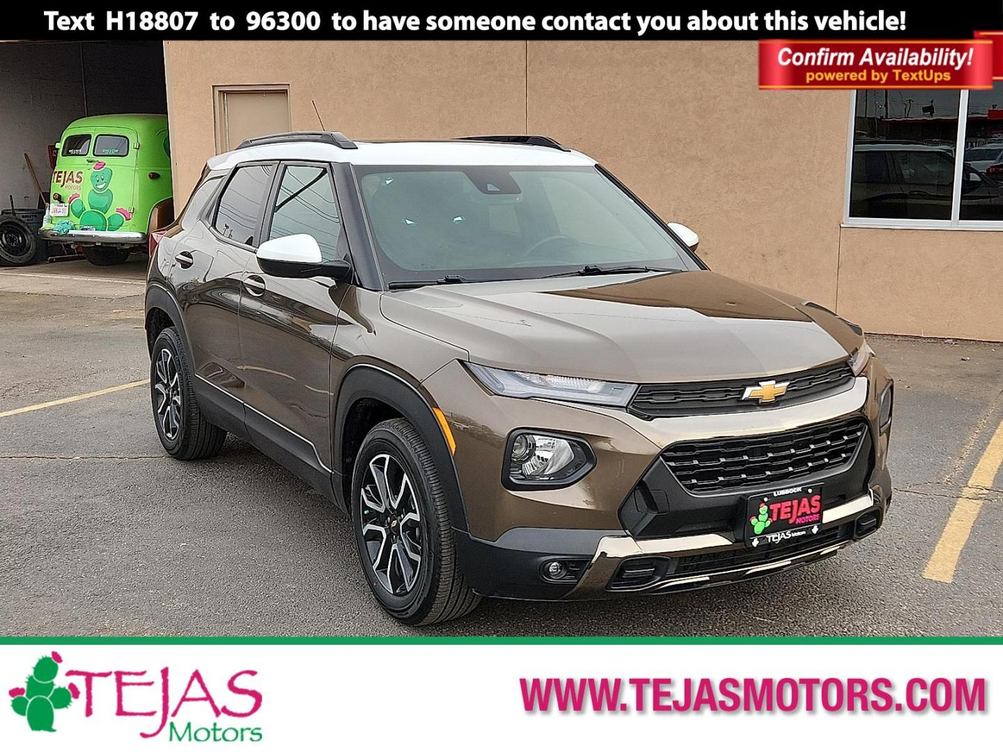 2021 BROWN Chevrolet Trailblazer FWD ACTIV (KL79MVSL4MB) with an ECOTEC 1.3L I-3 gasoline direct injection, DOHC, variable valve control, intercooled turbo, regular unleaded, engine with 155HP engine, located at 4110 Avenue Q, Lubbock, 79412, 33.556553, -101.855820 - 01/16/2026 KEY IN ENVELOPE GOD - Photo#0