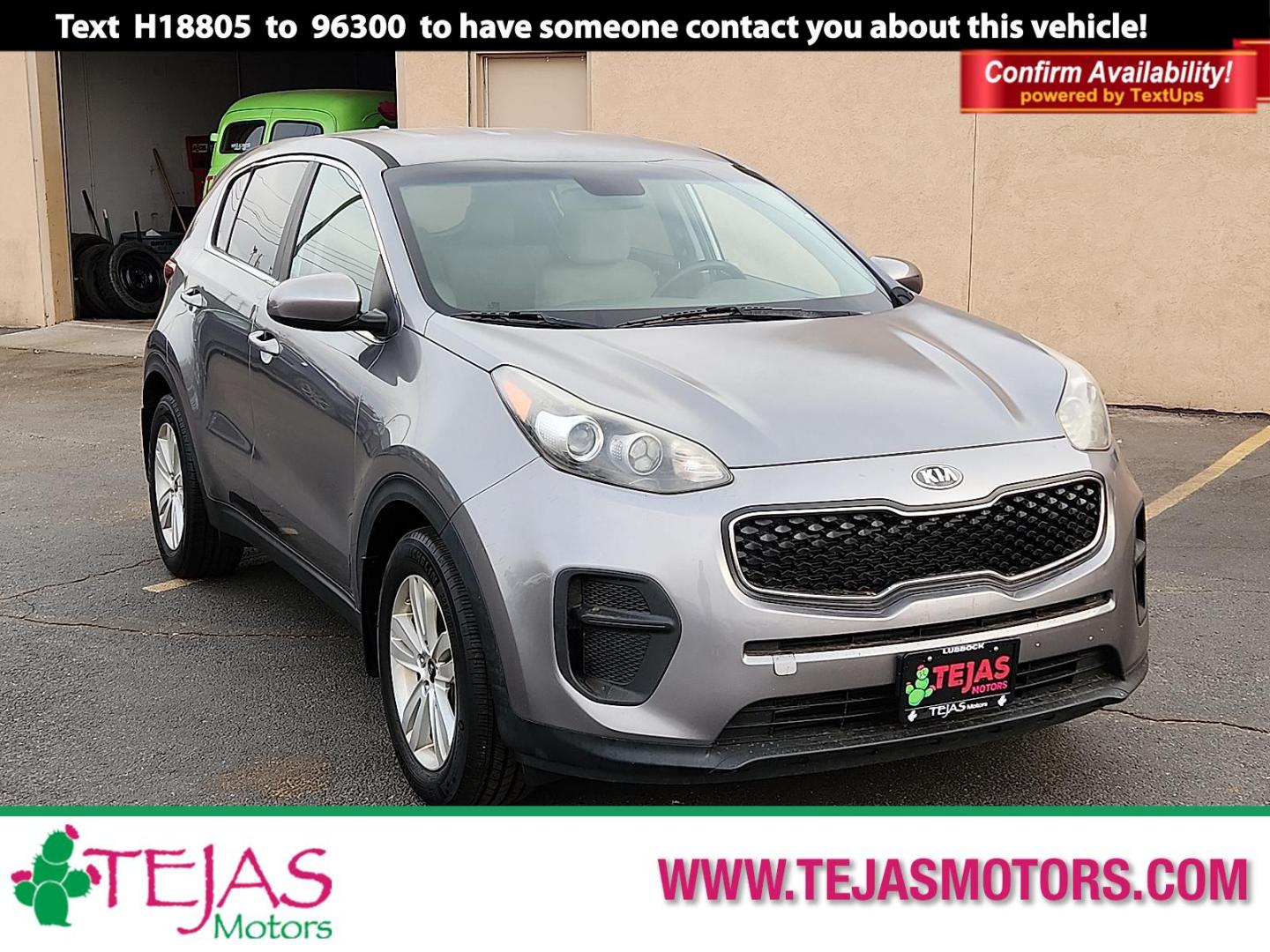 2017 SILVER Kia Sportage LX (KNDPM3AC3H7) with an Theta II 2.4L I-4 gasoline direct injection, DOHC, D-CVVT variable valve control, regular unleaded, engine with 181HP engine, located at 4110 Avenue Q, Lubbock, 79412, 33.556553, -101.855820 - 01/17/2026 KEY IN ENVELOPE GOD - Photo#0
